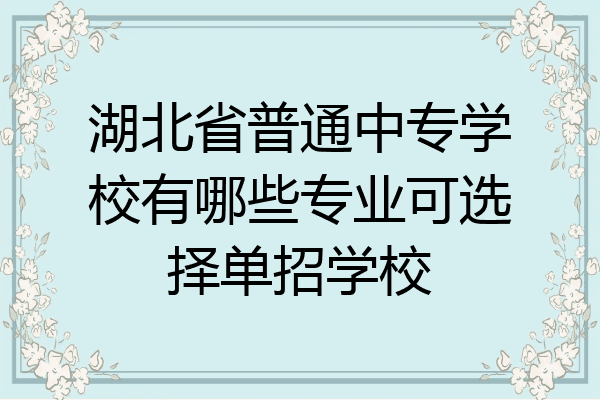 湖北省普通中专学校有哪些专业可选择单招学校