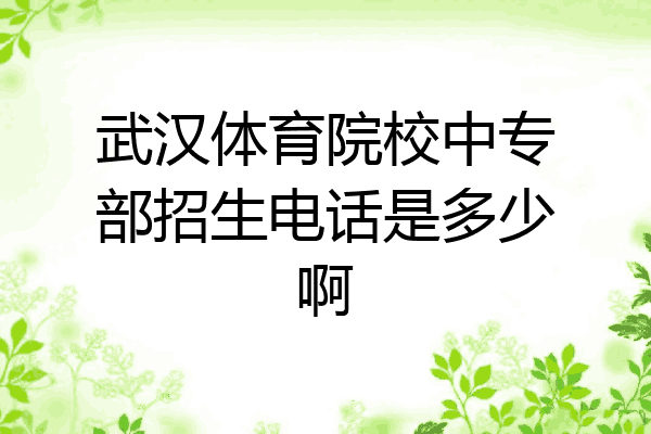 武汉体育院校中专部招生电话是多少啊