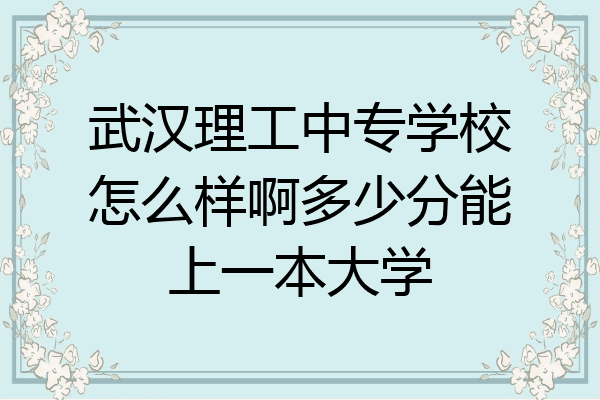 武汉理工中专学校怎么样啊多少分能上一本大学