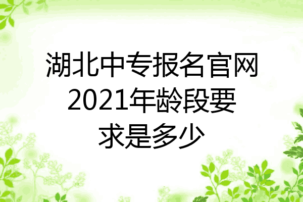 湖北中专报名官网2021年龄段要求是多少