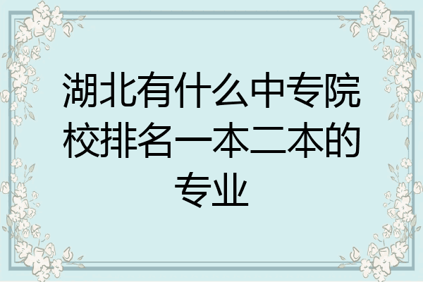 湖北有什么中专院校排名一本二本的专业