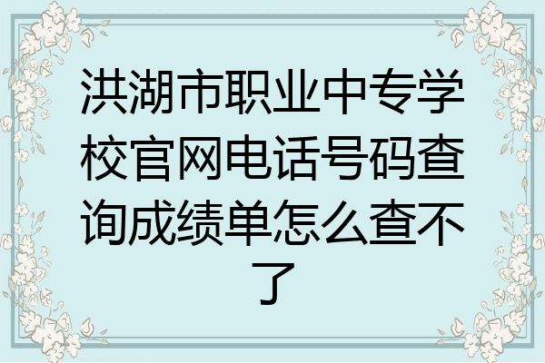 洪湖市职业中专学校官网电话号码查询成绩单怎么查不了