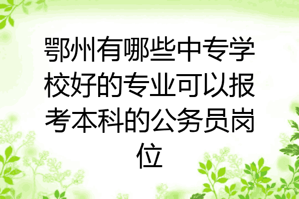 鄂州有哪些中专学校好的专业可以报考本科的公务员岗位