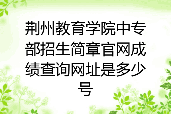 荆州教育学院中专部招生简章官网成绩查询网址是多少号