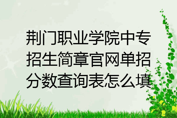 荆门职业学院中专招生简章官网单招分数查询表怎么填