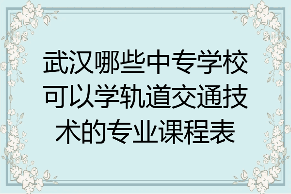武汉哪些中专学校可以学轨道交通技术的专业课程表