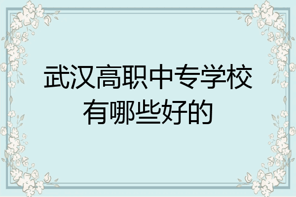 武汉高职中专学校有哪些好的