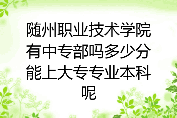 随州职业技术学院有中专部吗多少分能上大专专业本科呢