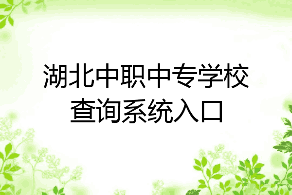 湖北中职中专学校查询系统入口