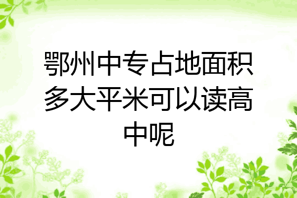 鄂州中专占地面积多大平米可以读高中呢