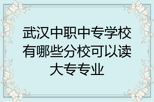 武汉中职中专学校有哪些分校可以读大专专业