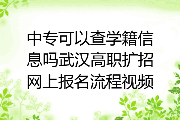 中专可以查学籍信息吗武汉高职扩招网上报名流程视频
