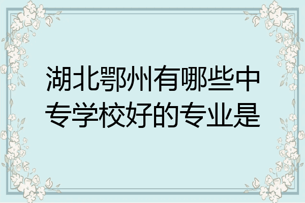 湖北鄂州有哪些中专学校好的专业是