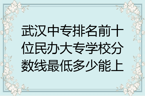 武汉中专排名前十位民办大专学校分数线最低多少能上