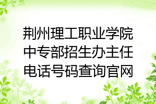 荆州理工职业学院中专部招生办主任电话号码查询官网