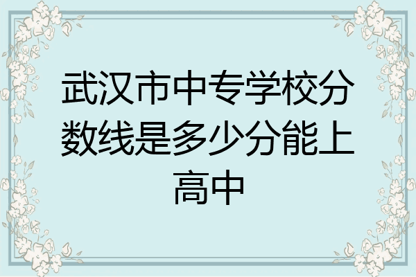 武汉市中专学校分数线是多少分能上高中