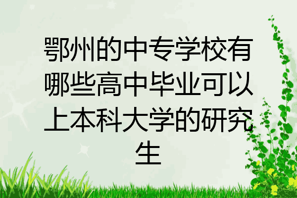 鄂州的中专学校有哪些高中毕业可以上本科大学的研究生