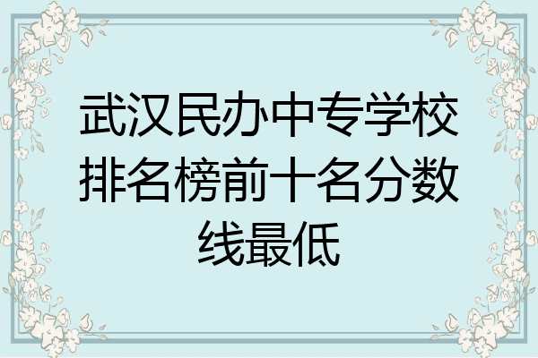 武汉民办中专学校排名榜前十名分数线最低
