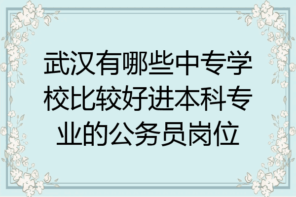 武汉有哪些中专学校比较好进本科专业的公务员岗位