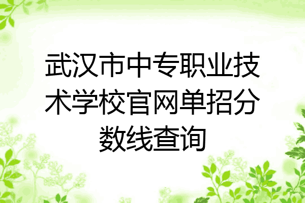 武汉市中专职业技术学校官网单招分数线查询