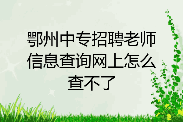 鄂州中专招聘老师信息查询网上怎么查不了