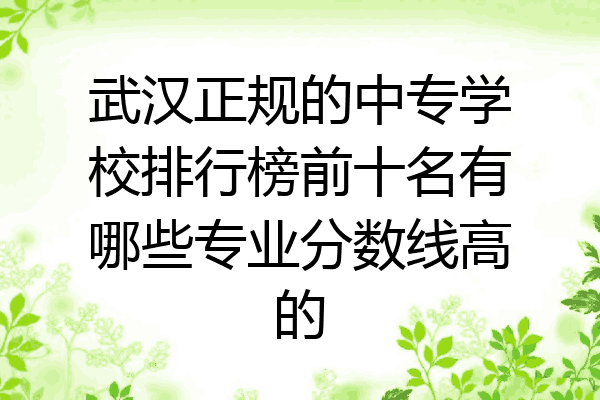 武汉正规的中专学校排行榜前十名有哪些专业分数线高的