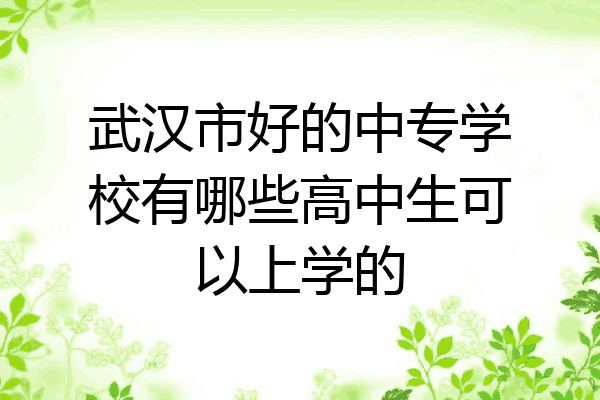 武汉市好的中专学校有哪些高中生可以上学的