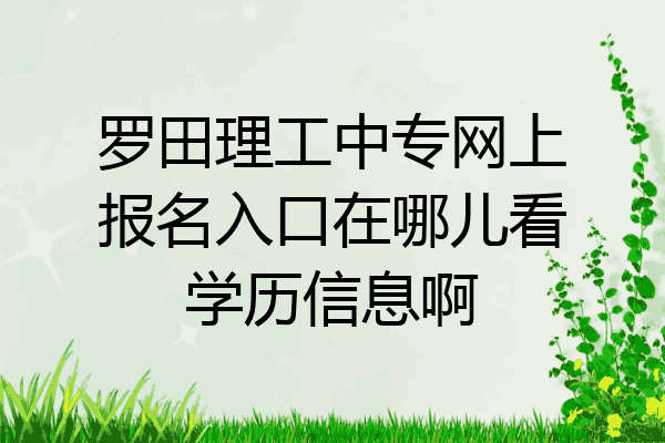 罗田理工中专网上报名入口在哪儿看学历信息啊