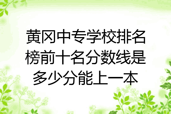黄冈中专学校排名榜前十名分数线是多少分能上一本