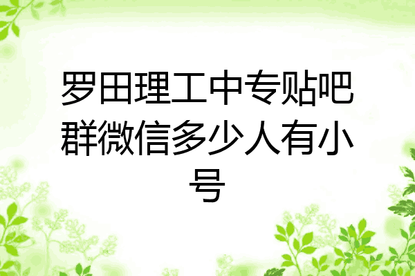 罗田理工中专贴吧群微信多少人有小号