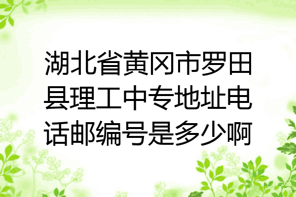 湖北省黄冈市罗田县理工中专地址电话邮编号是多少啊
