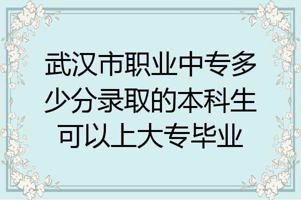武汉市职业中专多少分录取的本科生可以上大专毕业
