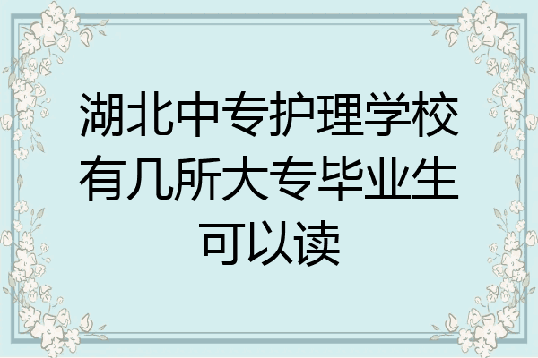 湖北中专护理学校有几所大专毕业生可以读