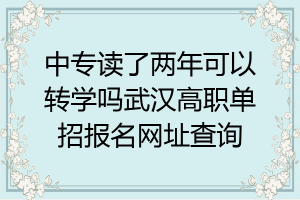 中专读了两年可以转学吗武汉高职单招报名网址查询