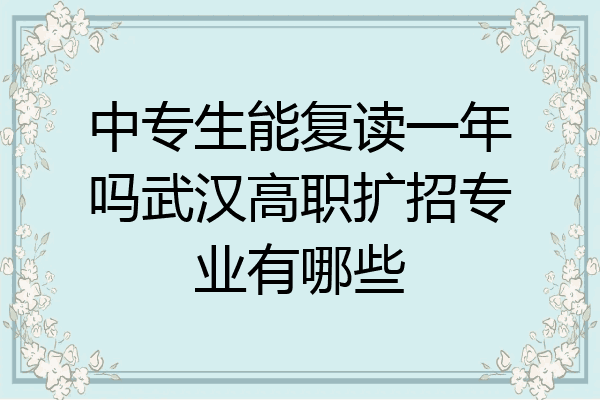 中专生能复读一年吗武汉高职扩招专业有哪些