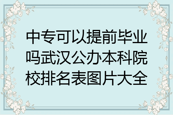 中专可以提前毕业吗武汉公办本科院校排名表图片大全