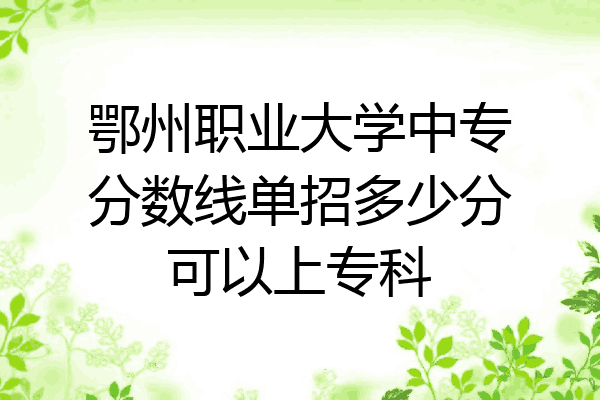 鄂州职业大学中专分数线单招多少分可以上专科