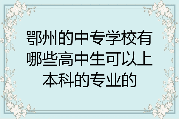鄂州的中专学校有哪些高中生可以上本科的专业的