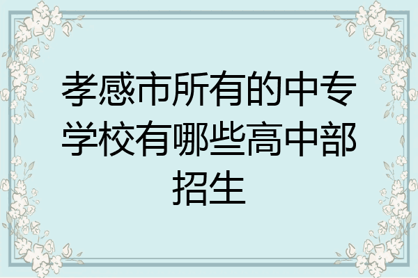 孝感市所有的中专学校有哪些高中部招生