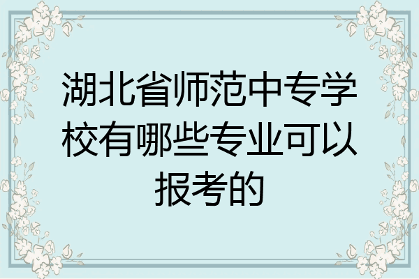 湖北省师范中专学校有哪些专业可以报考的