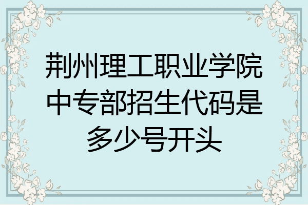 荆州理工职业学院中专部招生代码是多少号开头