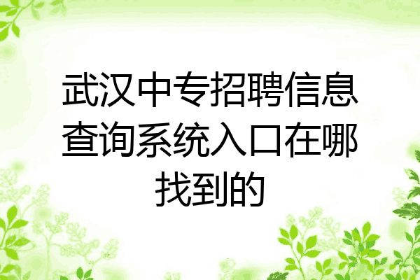 武汉中专招聘信息查询系统入口在哪找到的