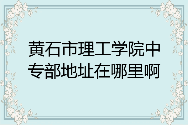黄石市理工学院中专部地址在哪里啊