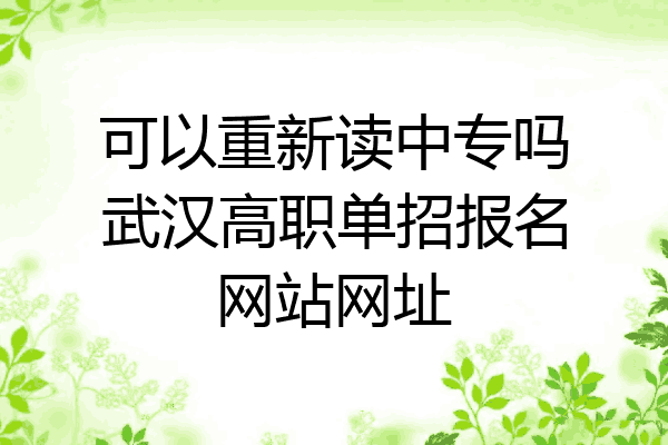 可以重新读中专吗武汉高职单招报名网站网址