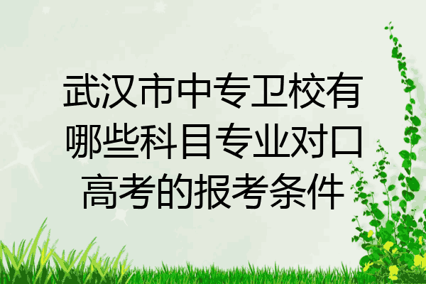 武汉市中专卫校有哪些科目专业对口高考的报考条件