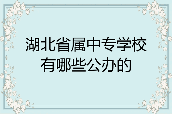 湖北省属中专学校有哪些公办的