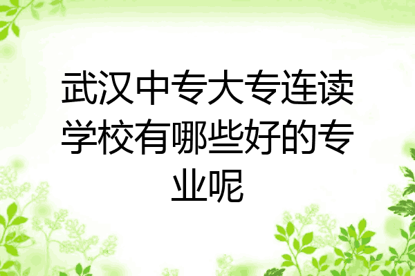 武汉中专大专连读学校有哪些好的专业呢