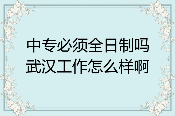 中专必须全日制吗武汉工作怎么样啊
