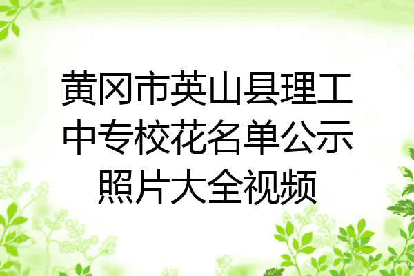 黄冈市英山县理工中专校花名单公示照片大全视频