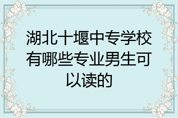 湖北十堰中专学校有哪些专业男生可以读的